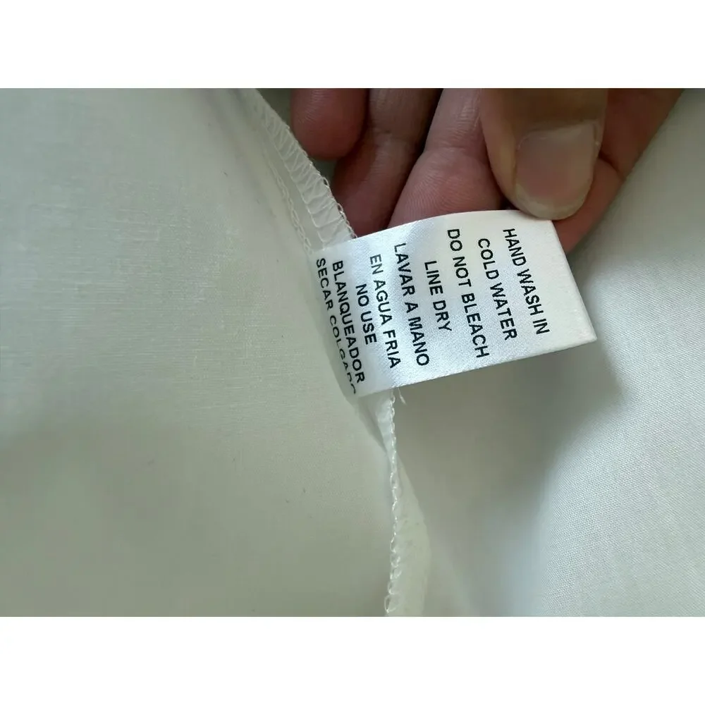 Entro NWT Off White Blue Embroidered Bubble Sleeve Blouse M